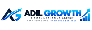 Adil Growth digital marketing agency logo with AG growth icon and upward arrow